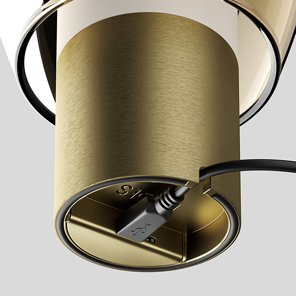 Lodes Easy Peasy LED Akkuleuchte, Lagoon (türkis / honigfarben / Gold matt), Aufladen via Micro-USB-Kabel (inbegriffen)