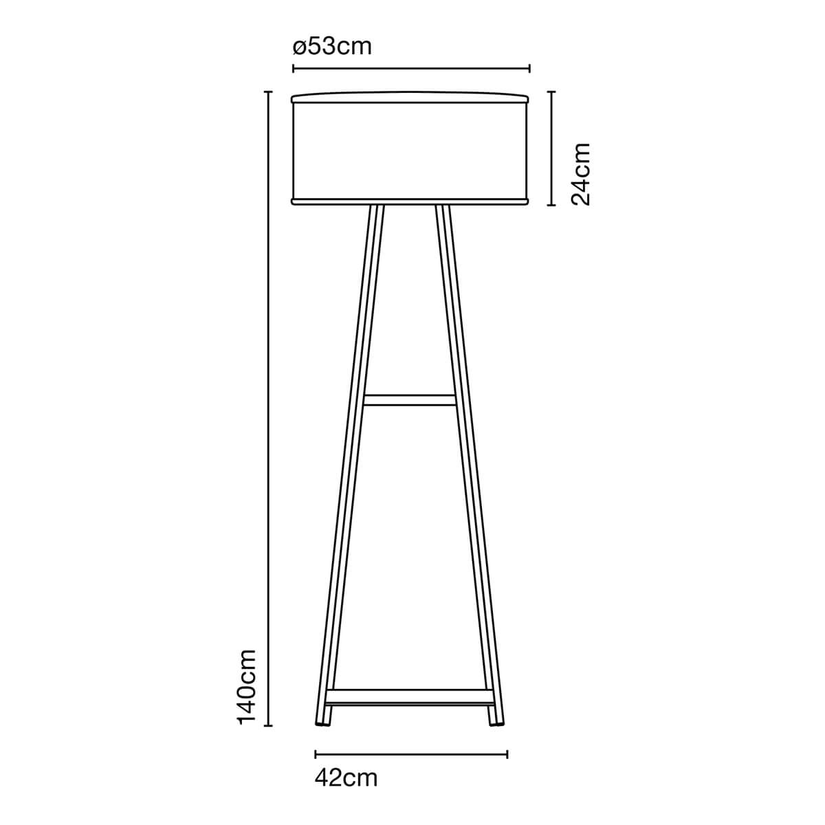 Marset Cala 140 IP65 Stehleuchte, Maßzeichnung