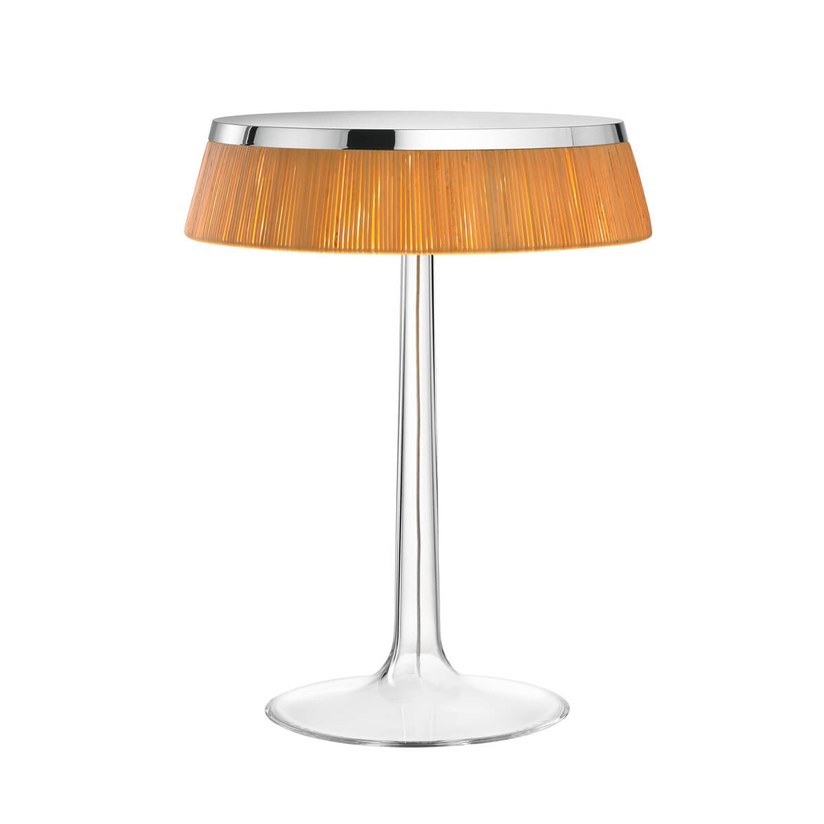 Flos Bon Jour Tischleuchte, Chrom, Krone: Rattan