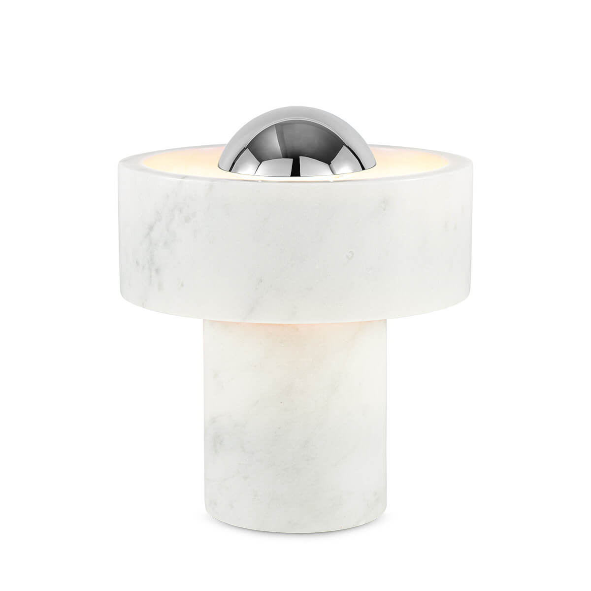 Tom Dixon Stone Portable LED Akkuleuchte, Silber / Marmor