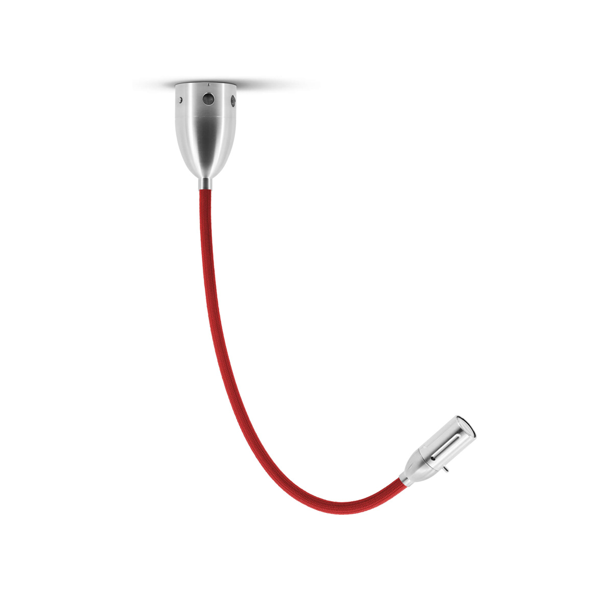 Less'n'more Zeus LED Wand- / Deckenleuchte, Flexwelle: lang, Textil: rot