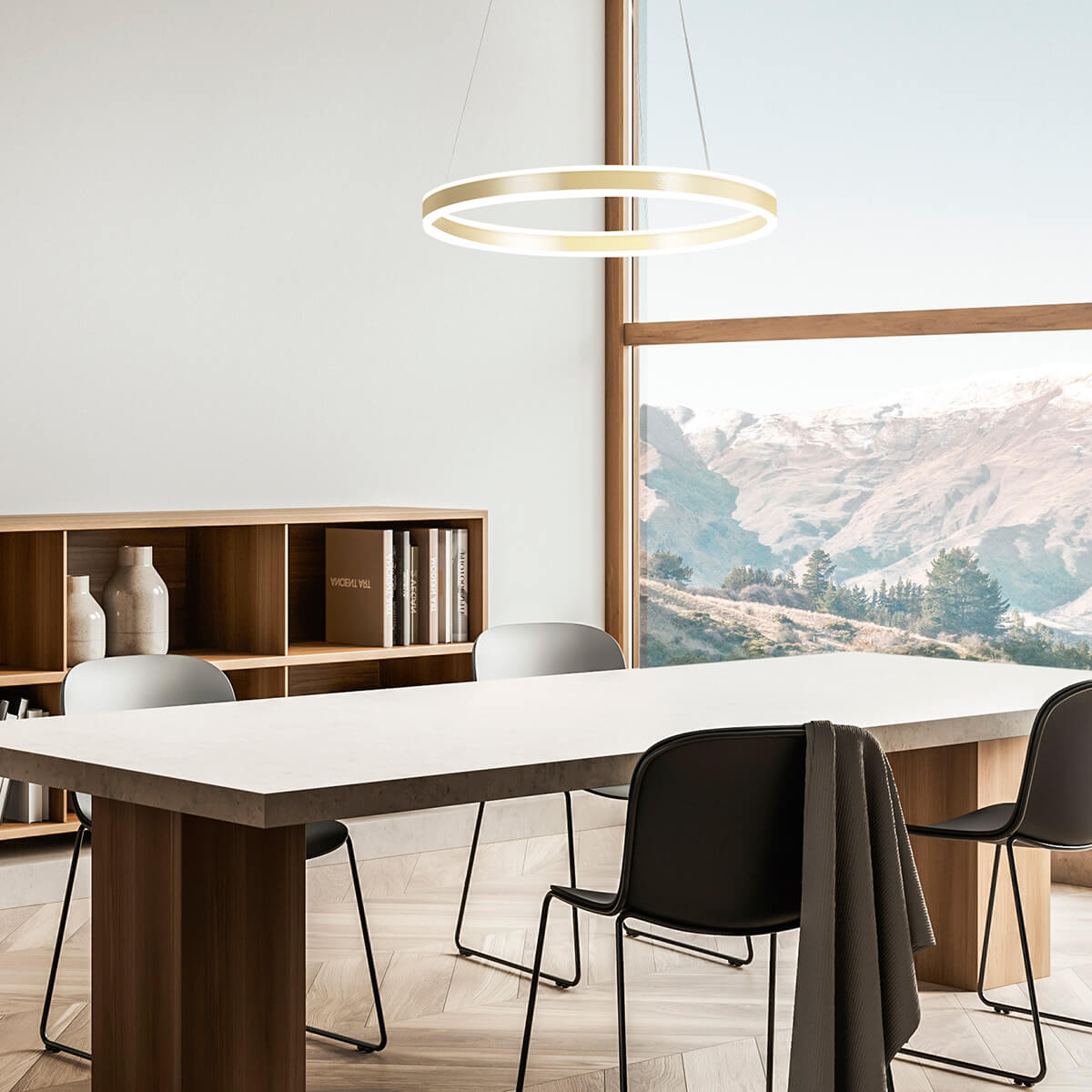 Fabas Luce Palau LED Pendelleuchte, Ø: 60 cm, Gold edelmatt