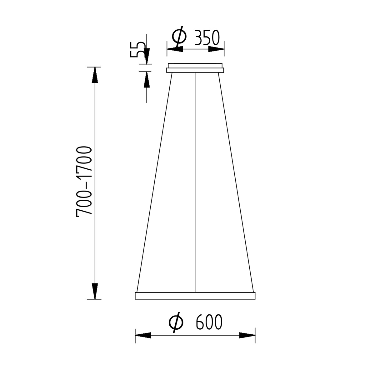 Knapstein Lisa-60 LED Pendelleuchte, Maßzeichnung
