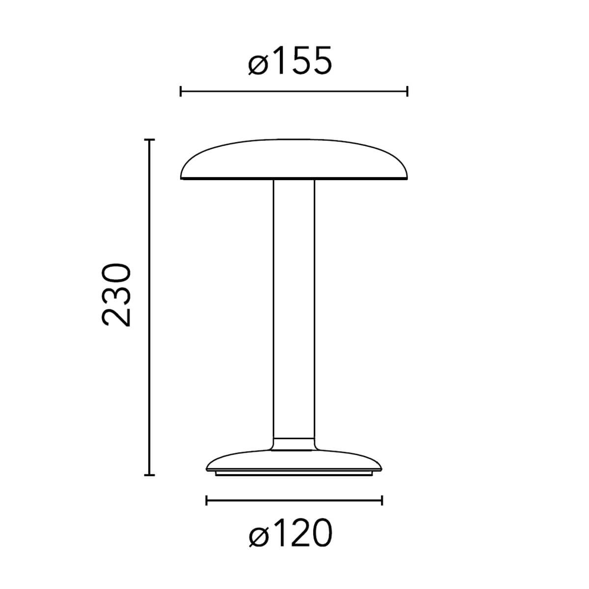 Flos Gustave Residential LED Akkuleuchte, Maßzeichnung
