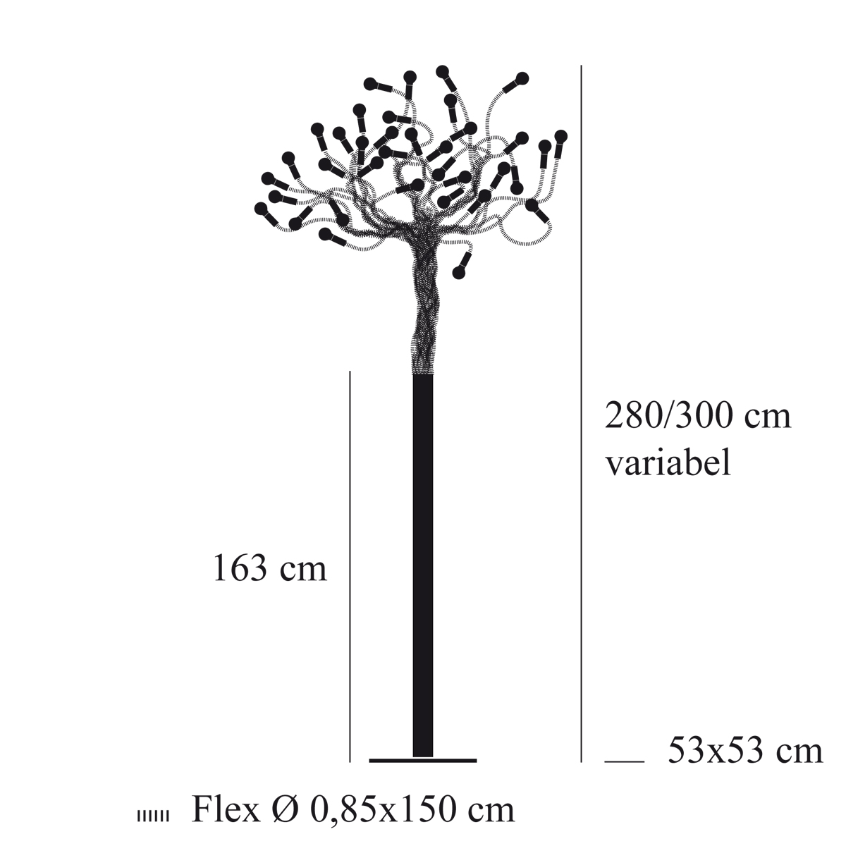 Catellani & Smith Albero della Luce, Abmessungen