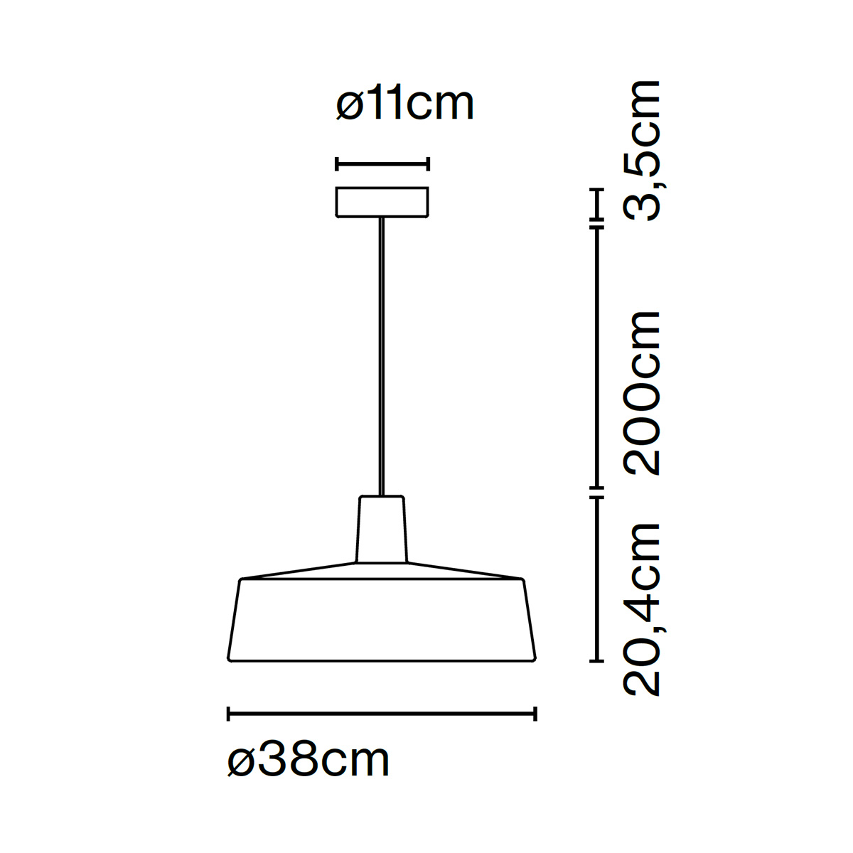 Marset Soho 38 LED Pendelleuchte, Maßzeichnung