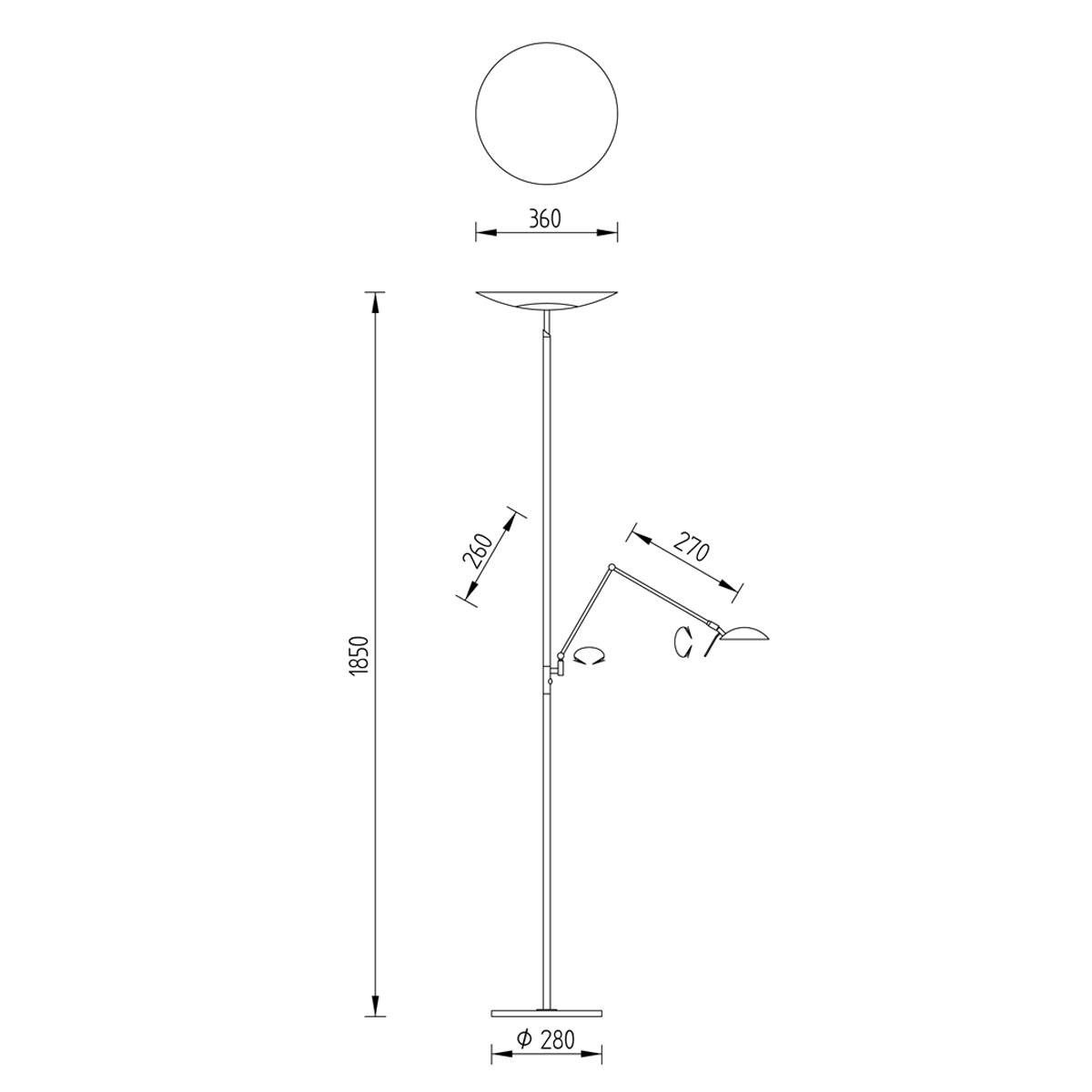 Elsa-L LED Deckenfluter mit Lesearm