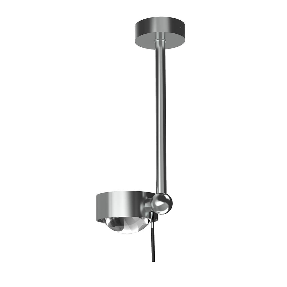 Top Light Puk Mini Side Single Ceiling LED Deckenleuchte, 20 cm, Gehäuse, Chrom matt, mit Linse klar / Glas satiniert (nicht inbegriffen)
