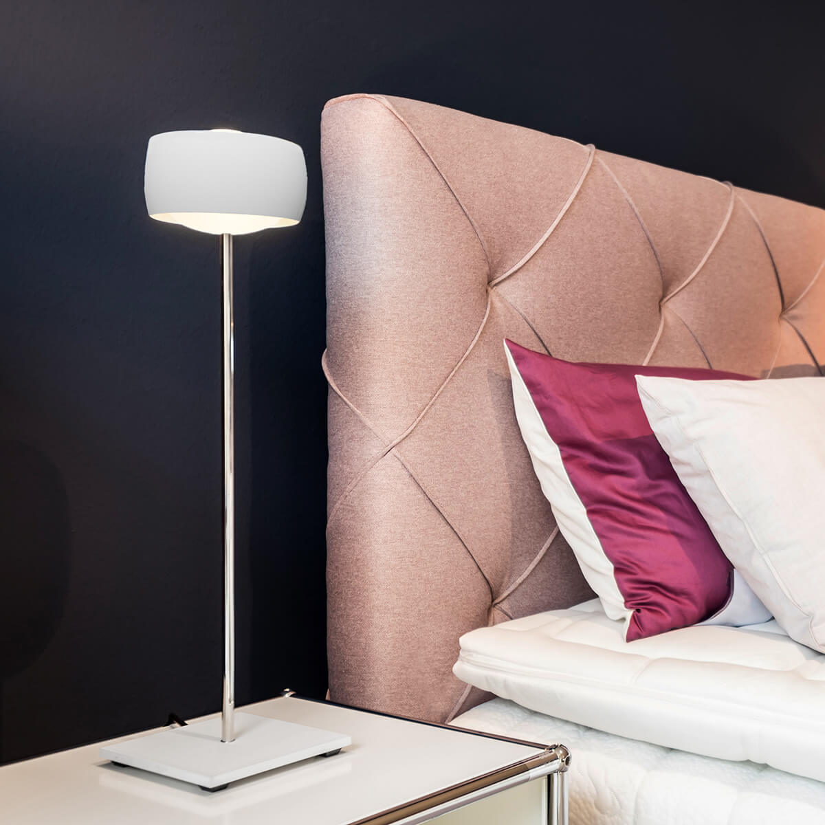 Oligo Grace LED Tischleuchte, Tunable White, Chrom / weiß matt