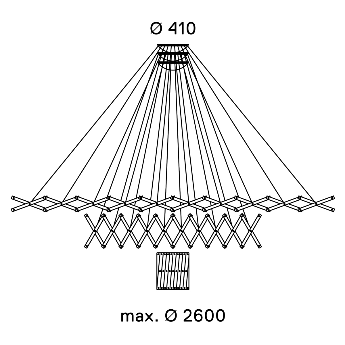 Serien.lighting Zoom XL, 3 Elemente Ø: 40–260 cm, 60-flg.