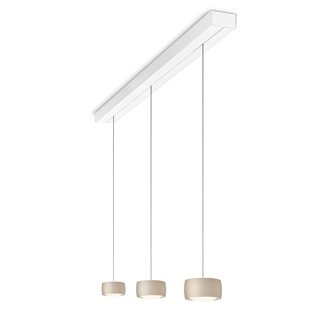 Oligo Grace LED Pendelleuchte, 3-flg., TW, unsichtbare Höhenverstellung, Baldachin: weiß, cashmere matt
