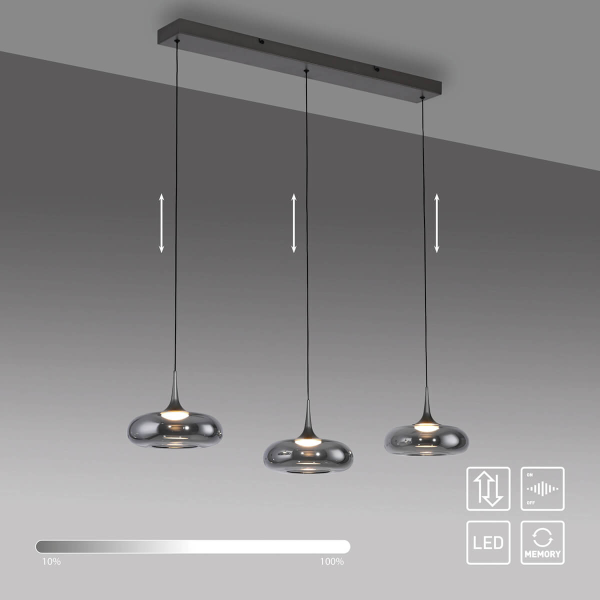 Posh LED Pendelleuchte, 3-flg.