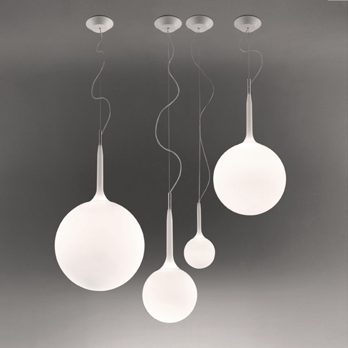 Artemide Design Castore Sospensione, Ø: 14, 25, 35 und 42 cm, weiß