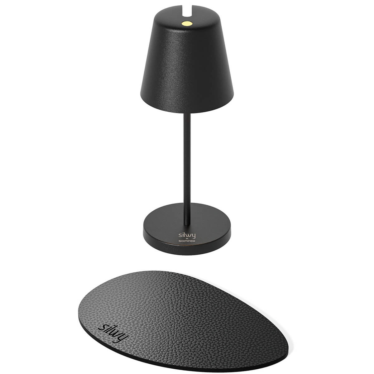 Silwy x Sompex Portofino LED Akkuleuchte, schwarz, inkl. Metall-Nano-Gel-Tischset von Silwy (zur Magnetbefestigung)