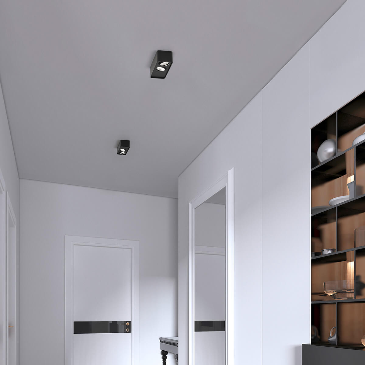 Helestra Cas LED Deckenleuchte, 2-flg., schwarz matt