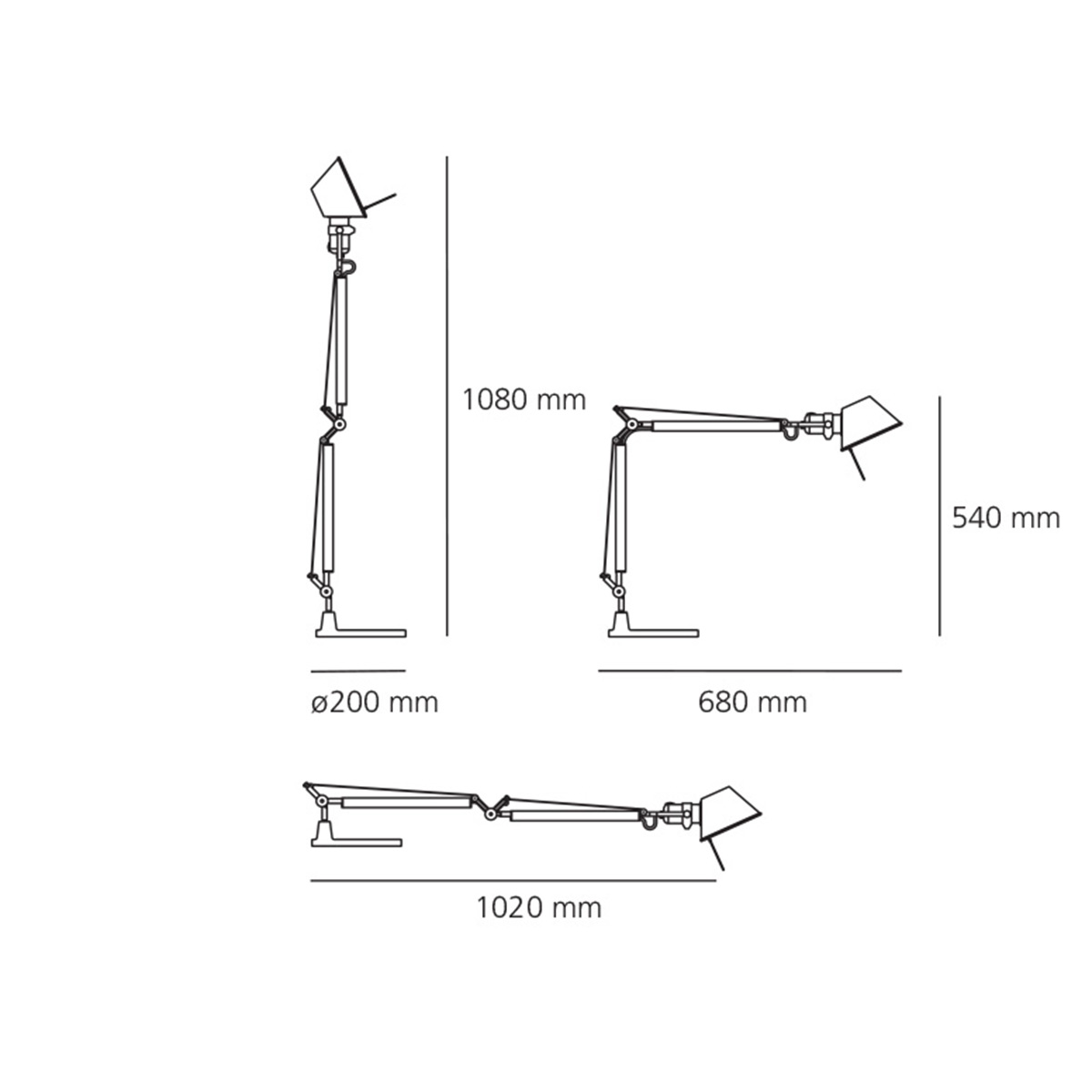 Artemide Design Tolomeo Mini Tavolo LED, Zeichnung