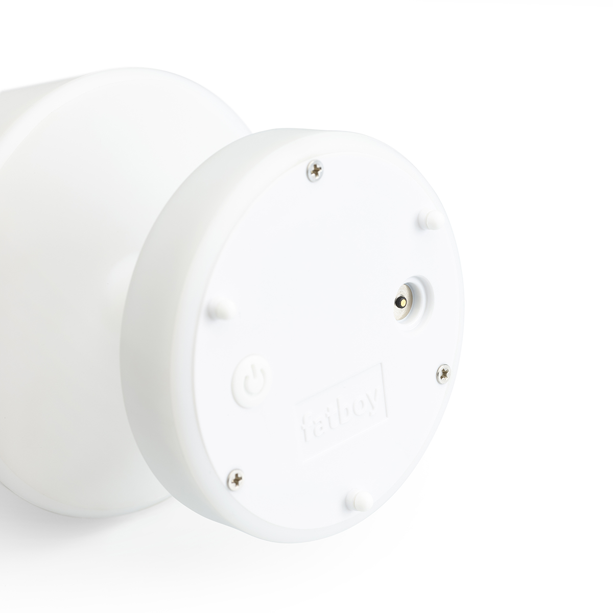 Fatboy Edison the Mini LED Akkuleuchte, weiß, Schnappverbinder zum Aufladen via USB-Ladekabel