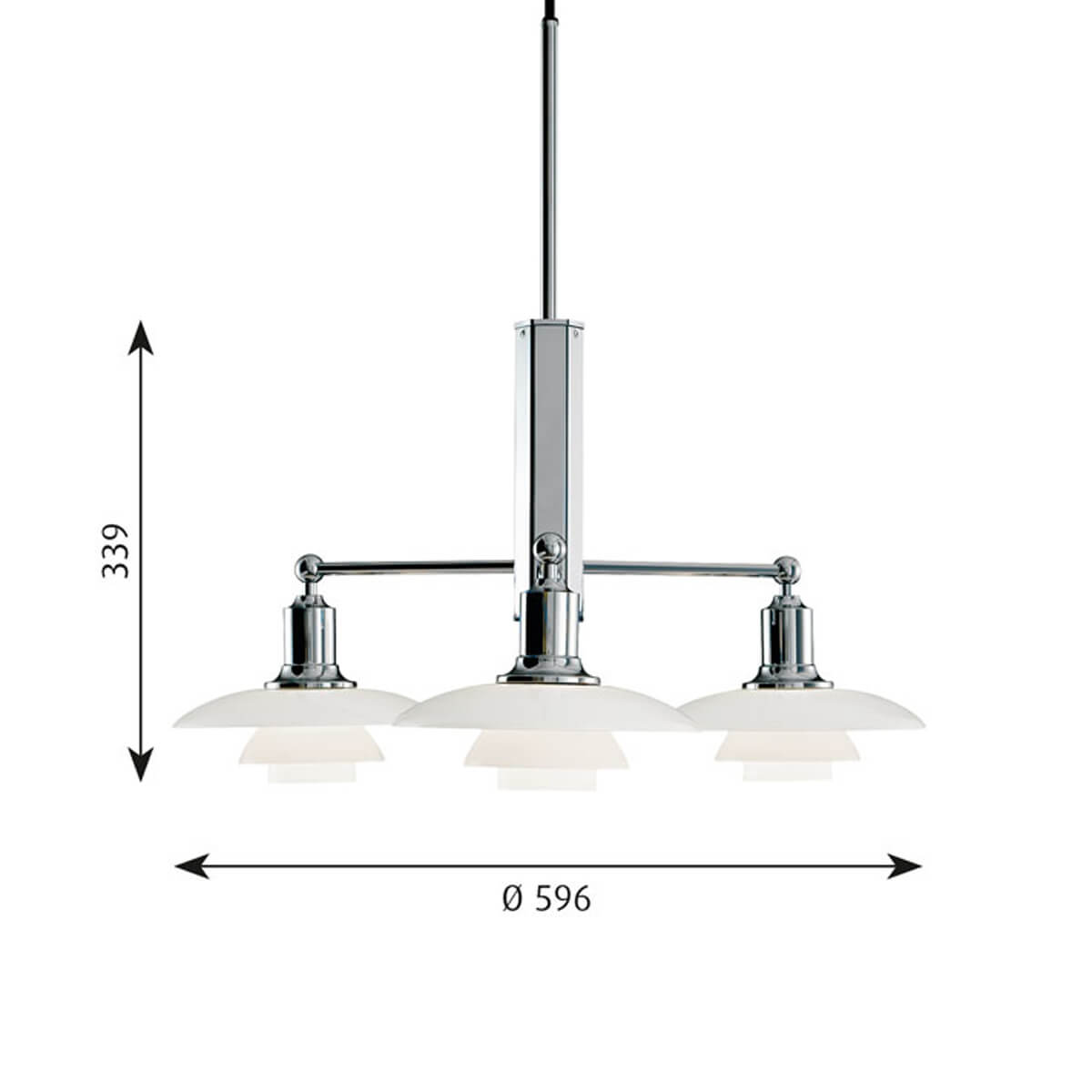 Louis Poulsen PH 2/1 Stammkrone Pendelleuchte, Maßzeichnung
