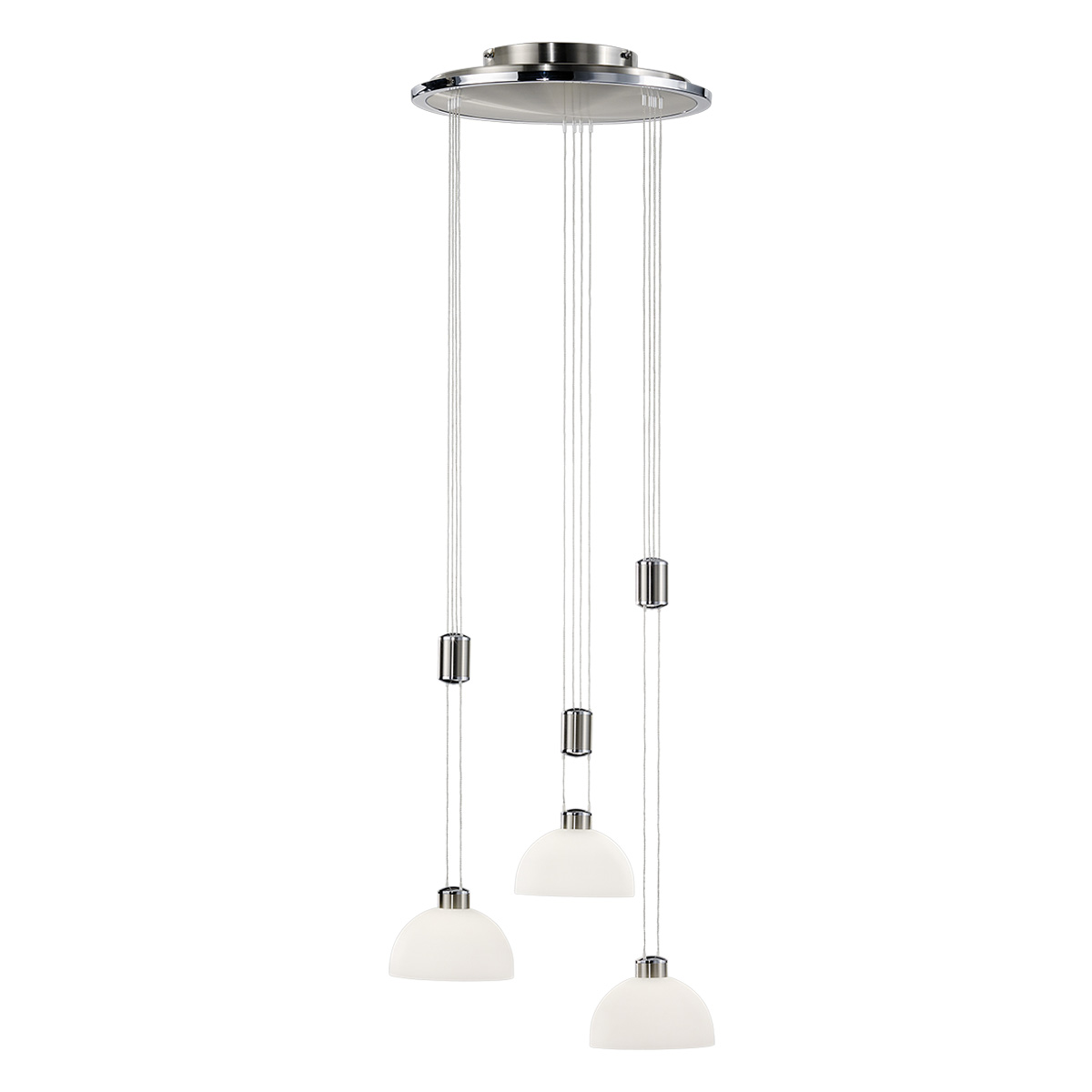 B+M Leuchten Moon II LED Pendelleuchte mit Rondell, Nickel matt / Chrom