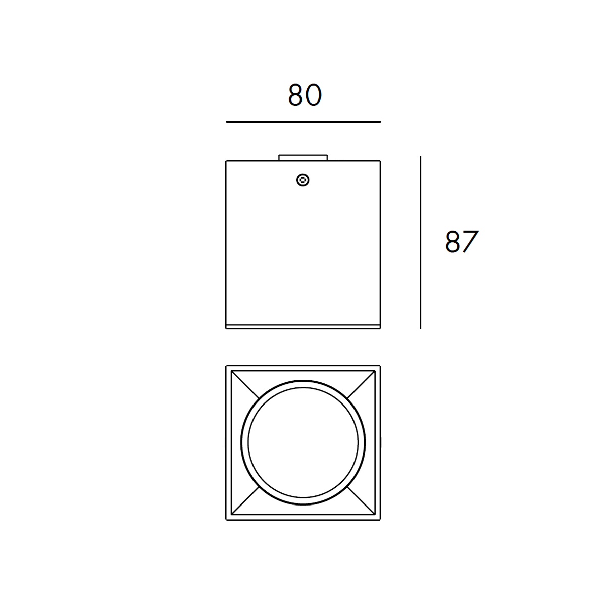 Milan Dau Spot Deckenstrahler, Maßzeichnung
