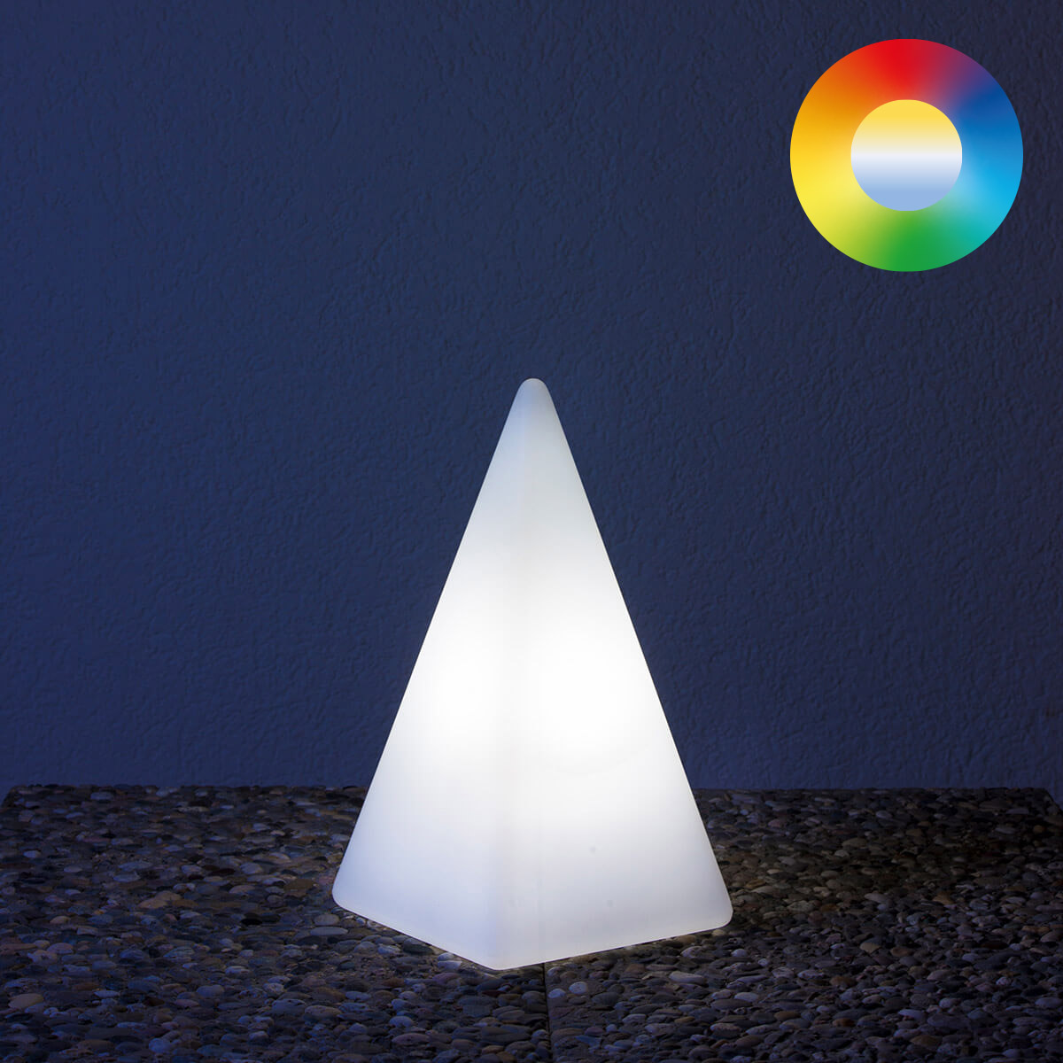 Epstein-Design Pyramide RGBCCT-LED Außenleuchte mit ZigBee, Höhe: 36 cm, weiß