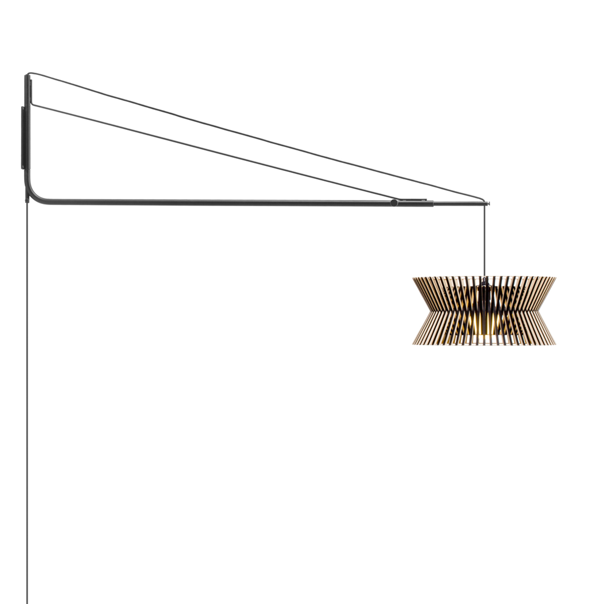 Secto Design Varsi 1000 Wandleuchte mit Kontro 6000, schwarz, Schirm: schwarz laminiert
