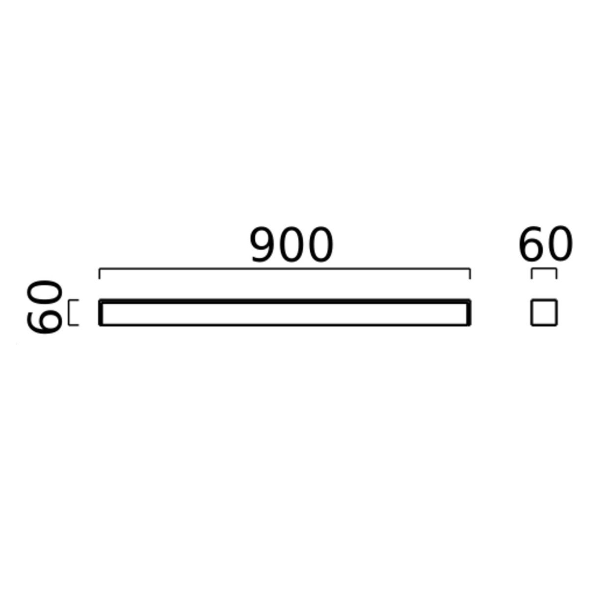 Helestra Nok LED Wand- / Spiegelleuchte, Länge: 90 cm, Maßzeichnung