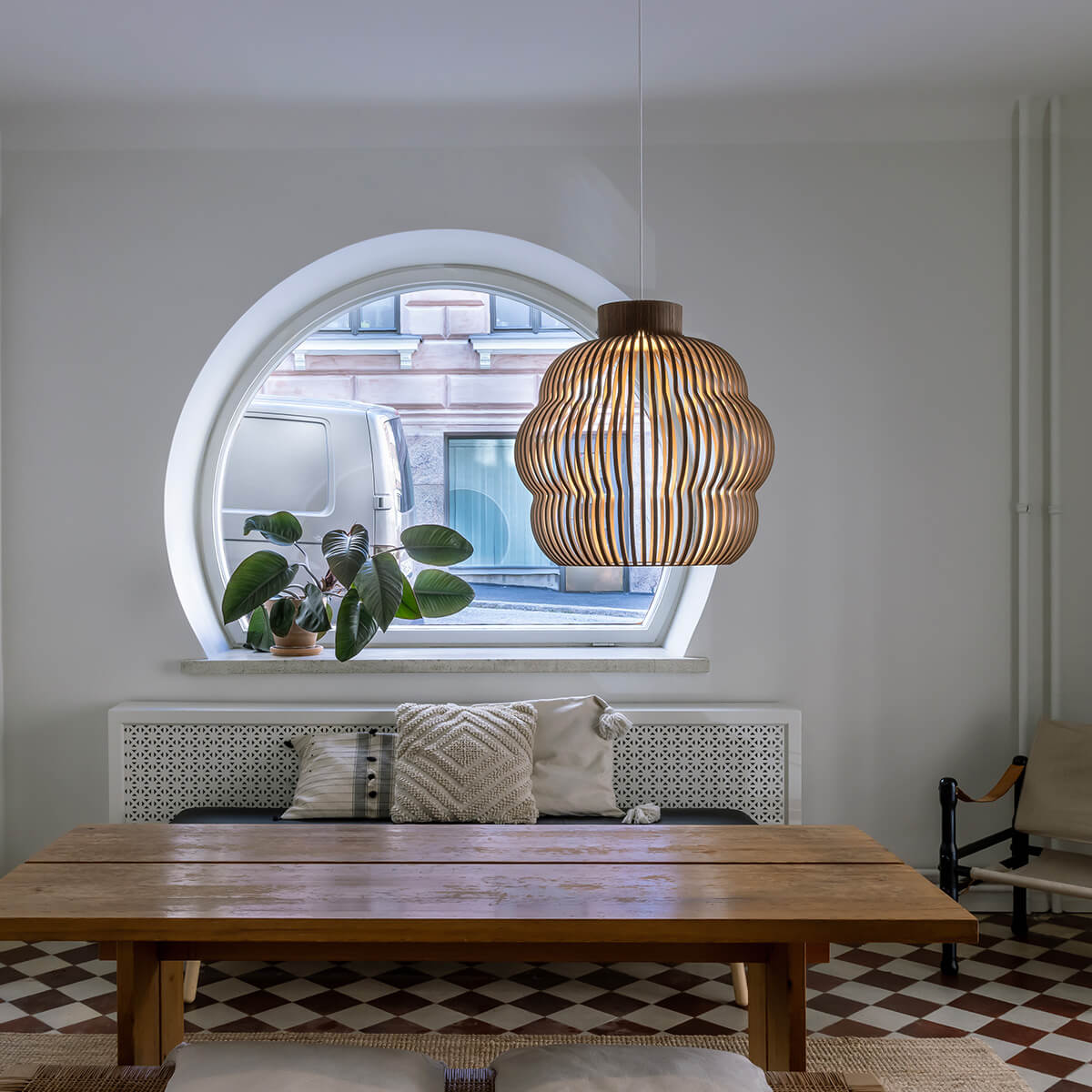 Secot Design Kumulo 5200 Pendelleuchte, Walnussfurnier, Kabel: weiß