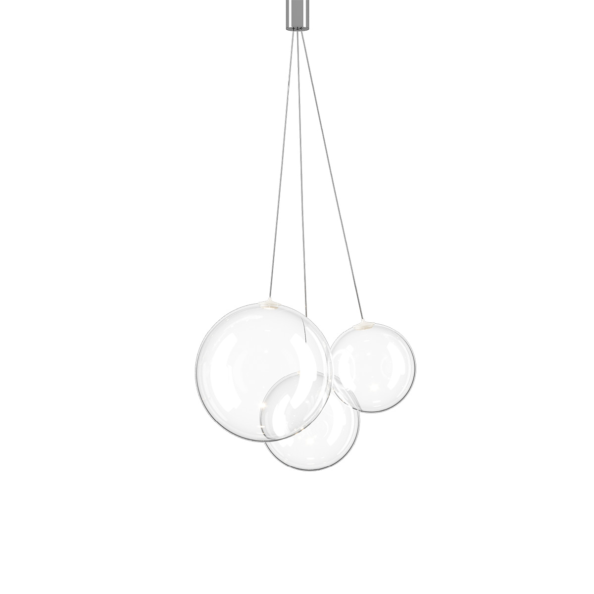 Lodes Random LED Pendelleuchte, 3-flg., Glas klar