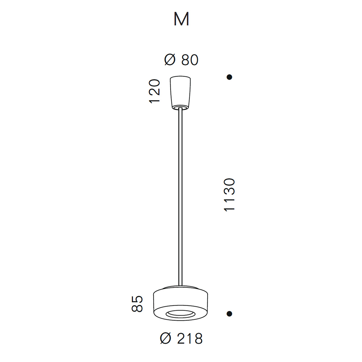 Serien.lighting Curling Suspension Tube M LED Pendelleuchte, Acrylglasschirm, Maßzeichnung