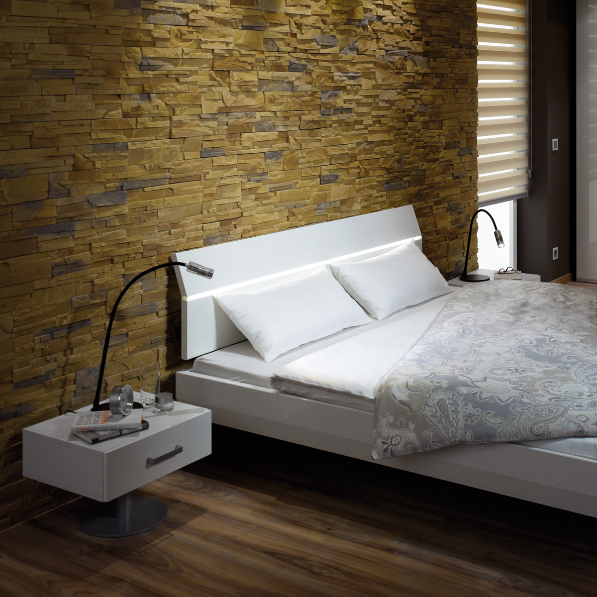 Oligo A Little Bit LED Tischleuchte, schwarz matt, Kopf: Chrom