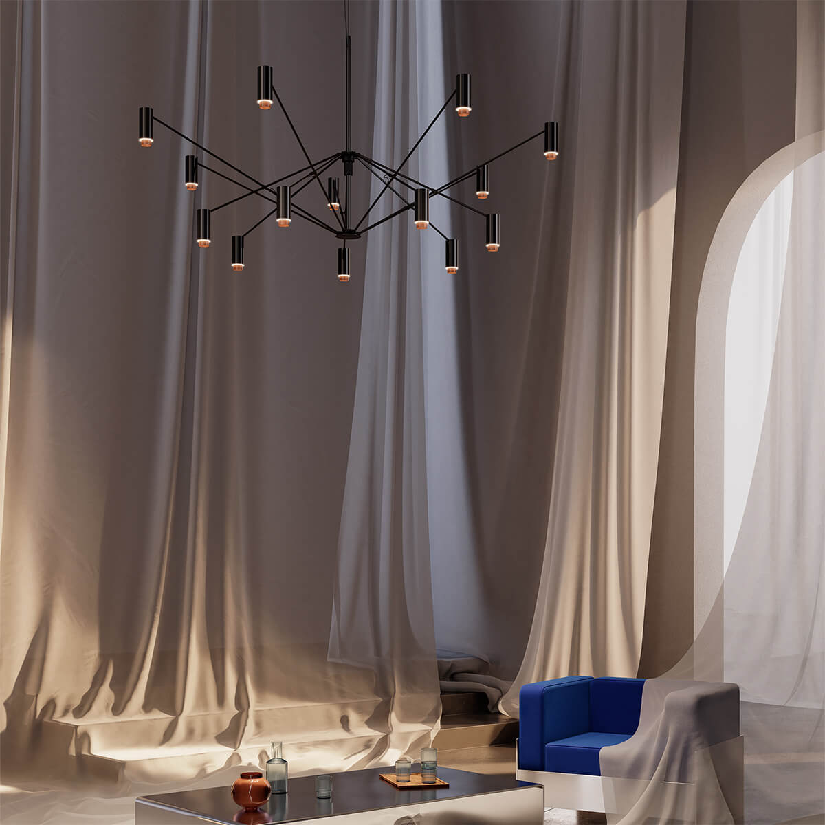 Marset The W LED Pendelleuchte, schwarz / terrakotta