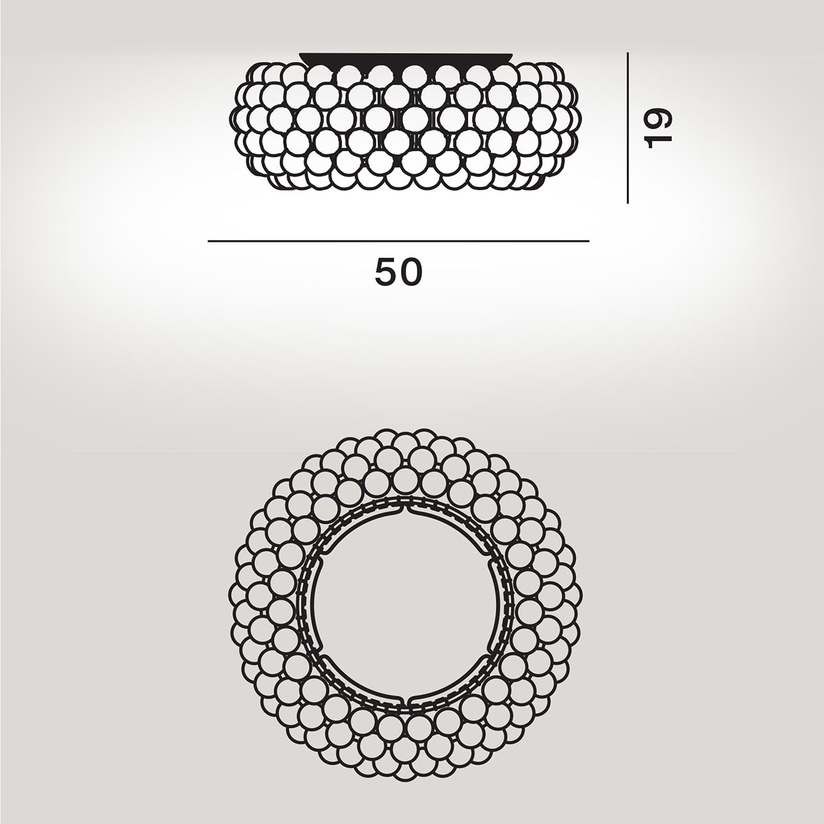 Foscarini Caboche Plus MyLight LED Soffitto, Maßzeichnung