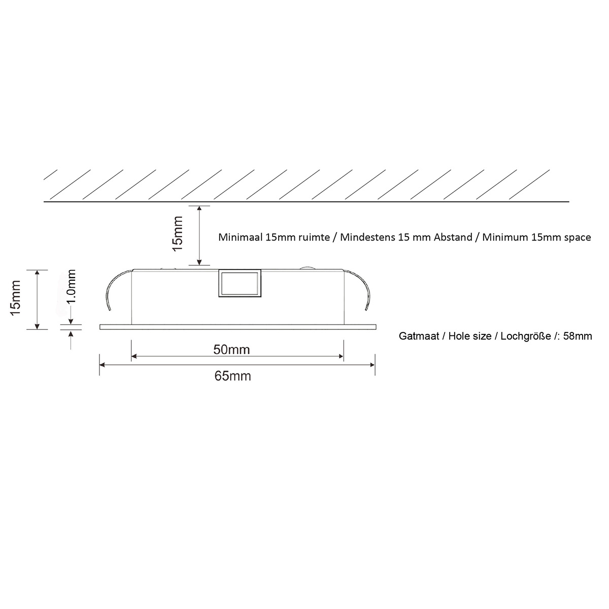Interlight Cabiled Downlight LED Möbeleinbaustrahler, exkl. Treiber, Maßzeichnung
