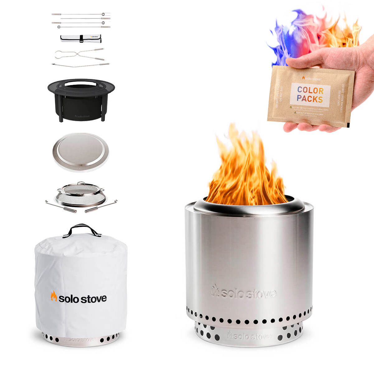 Ranger 15'' Feuerschale mit Standfuß & Surround, Premium-Set, inkl. Gratis Color Pack