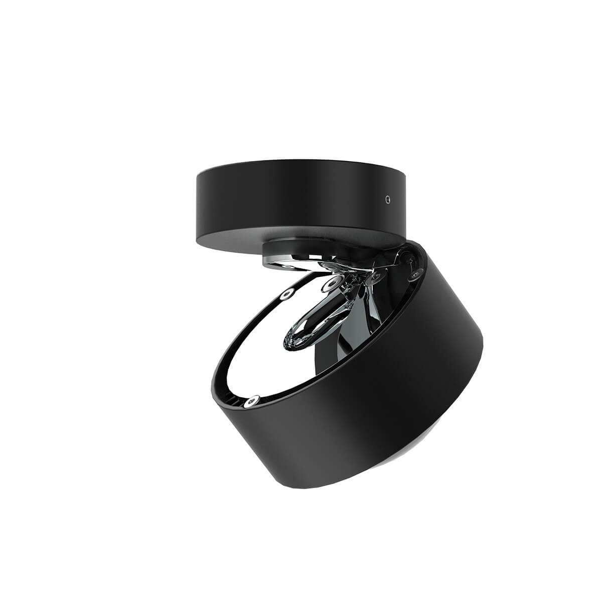 Top Light Puk Mini Move LED Deckenleuchte, Gehäuse, schwarz matt / Chrom, mit Linse klar (nicht inbegriffen)