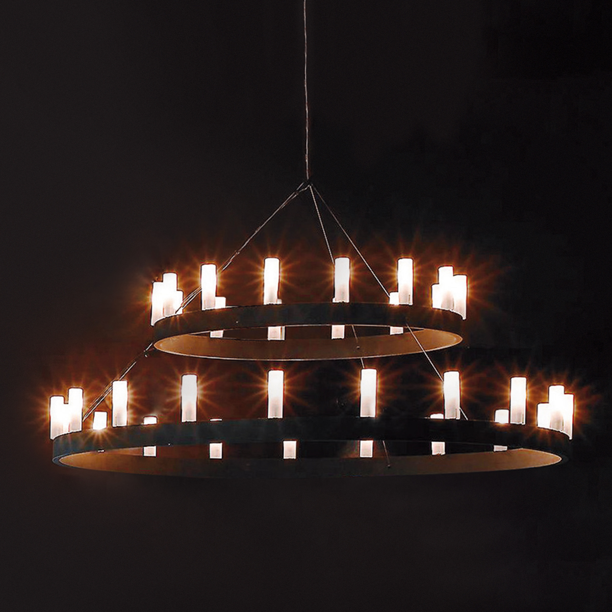 Fontana Arte Chandelier Doppio Pendelleuchte, 33-flg., schwarz