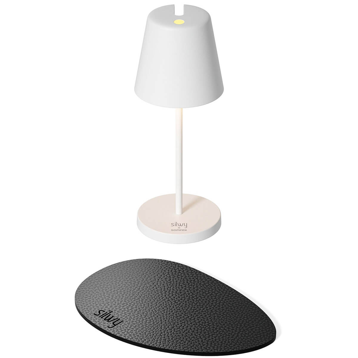 Silwy x Sompex Portofino LED Akkuleuchte, weiß, inkl. Metall-Nano-Gel-Tischset von Silwy (zur Magnetbefestigung)