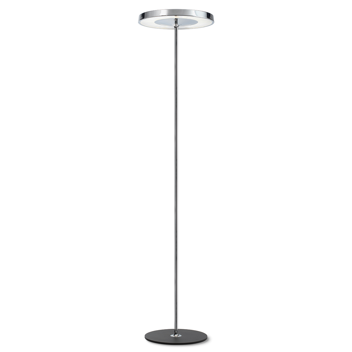Belux Disk-10 LED Stehleuchte, Chrom, Fuß: schwarz