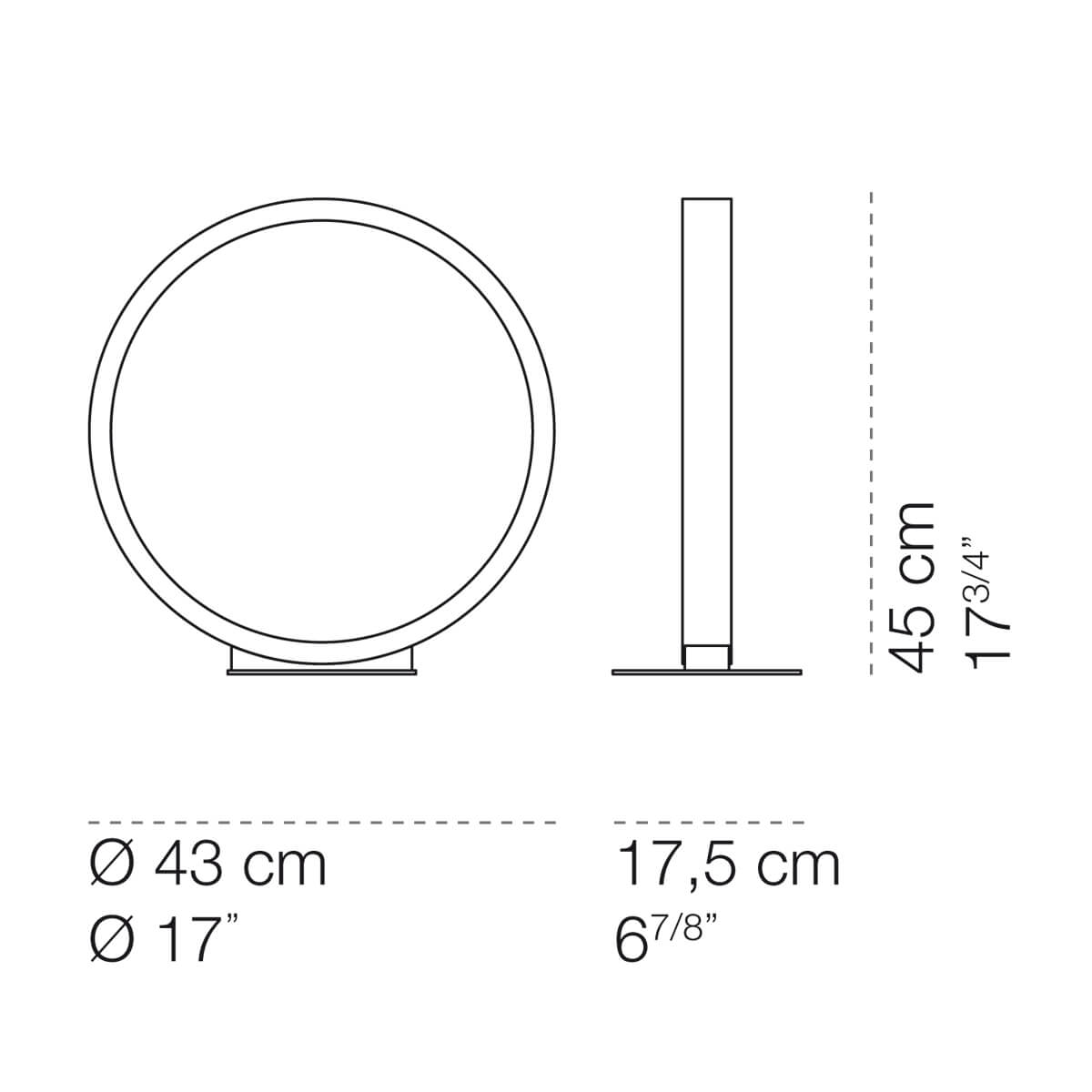 Cini & Nils Assolo43 Appoggio LED Stehleuchte, Maßzeichnung