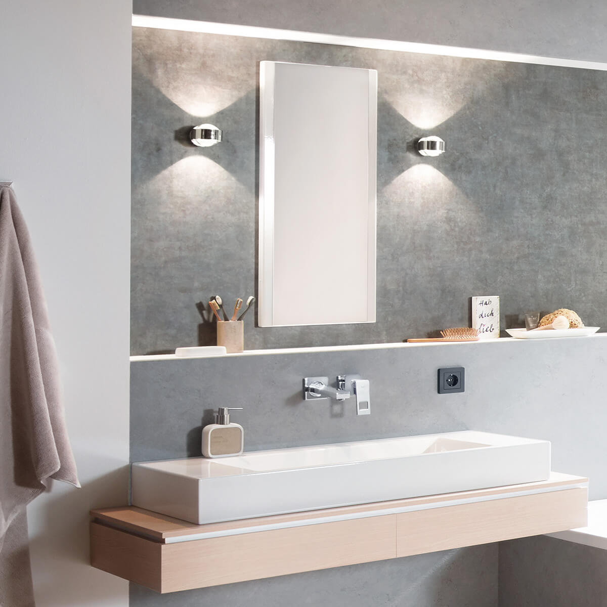 Top Light Puk Mini Wall LED Wandleuchte, Chrom, mit Linse klar / Linse klar