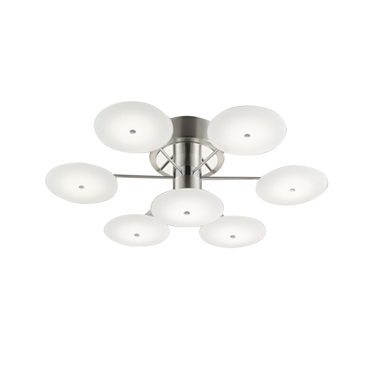 B+M Leuchten Astra LED Deckenleuchte, 7-flg., Nickel matt / Chrom Astra LED Deckenleuchte, 7-flg.