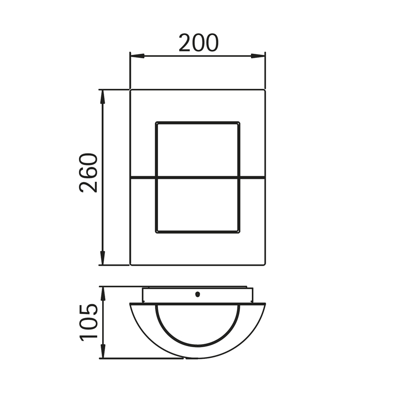 Albert 6223 Außenwandleuchte, Maßzeichnung