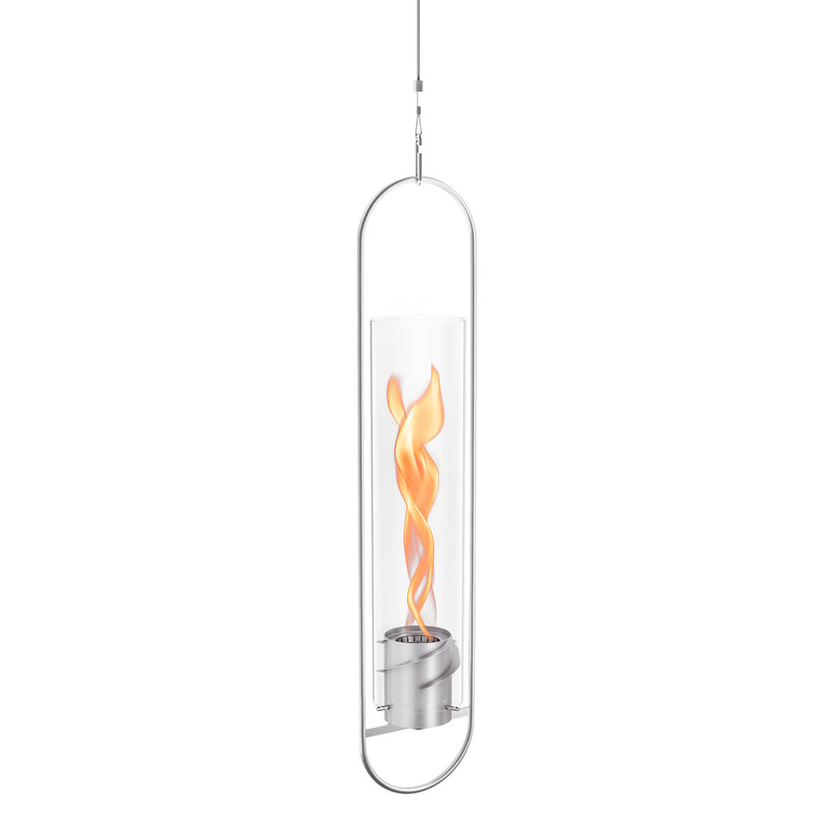 Höfats Spin 1200 Tischfeuer & Windlicht, Silber, Verwendung als Hängefeuer mit dem Spin 1200 Hänger (als Zubehör erhältlich)