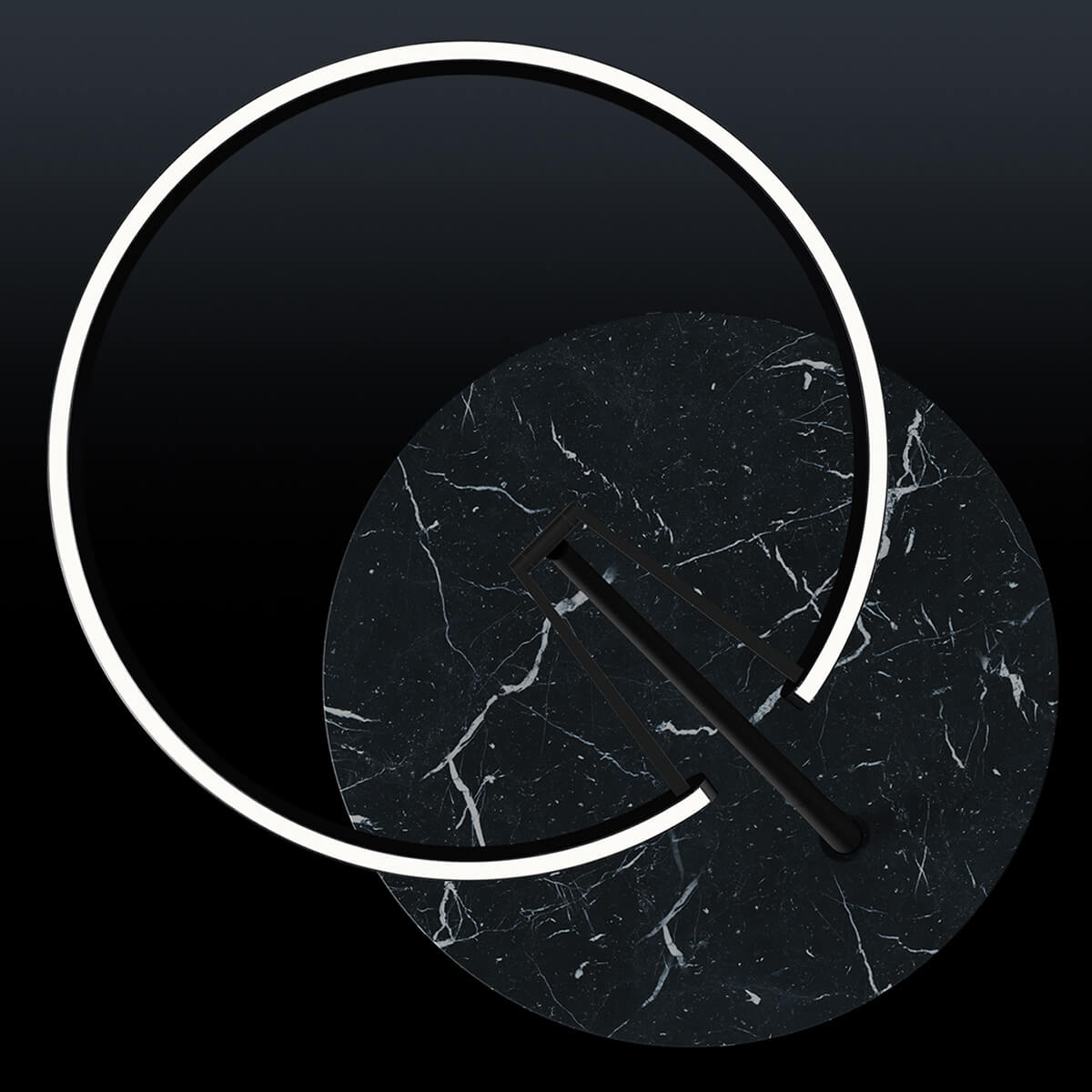 Occhio Mito raggio lusso Stehleuchte, scuro (black phantom / Marquina Marmor)