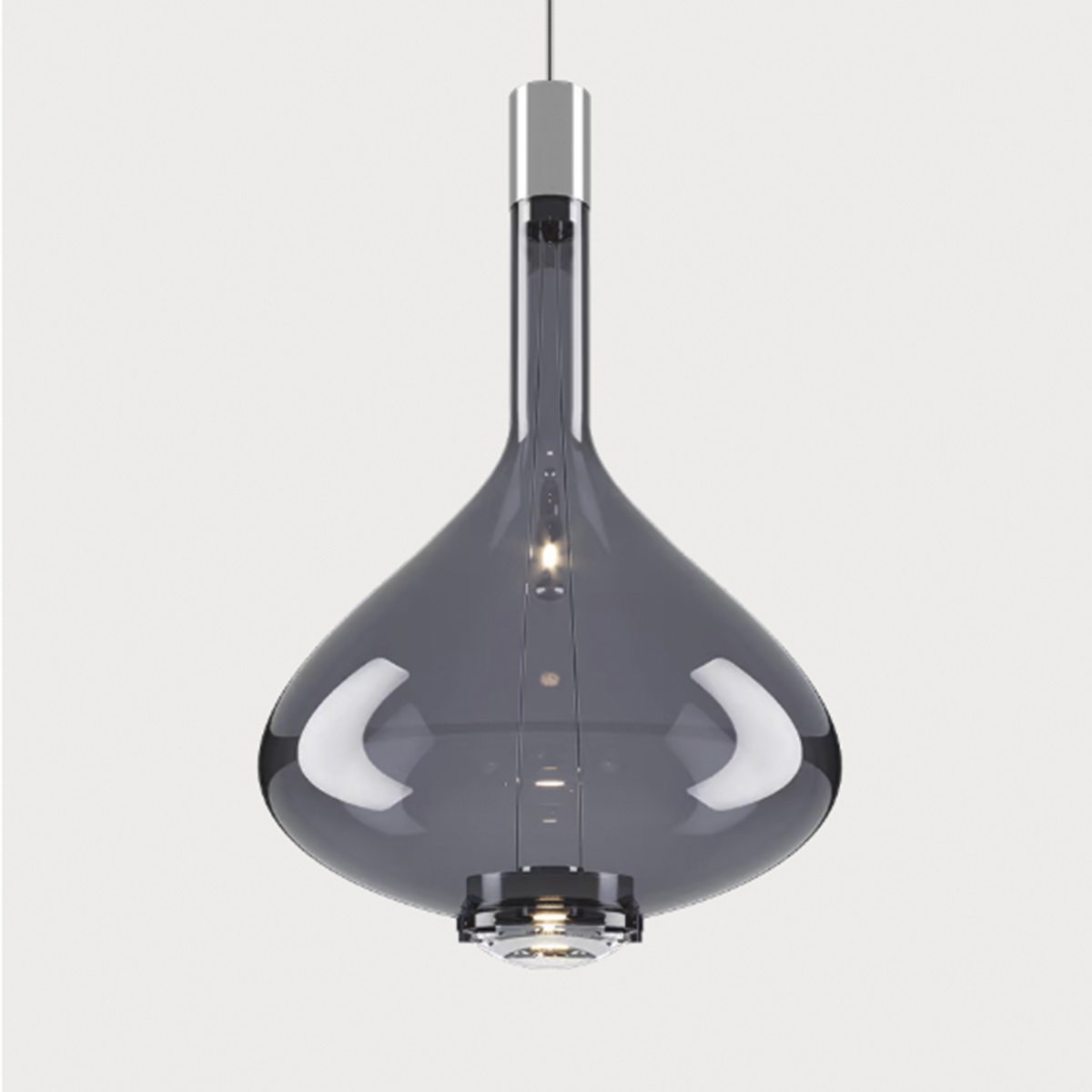 Lodes Sky-Fall LED Large Pendelleuchte, Chrom / Rauchglas