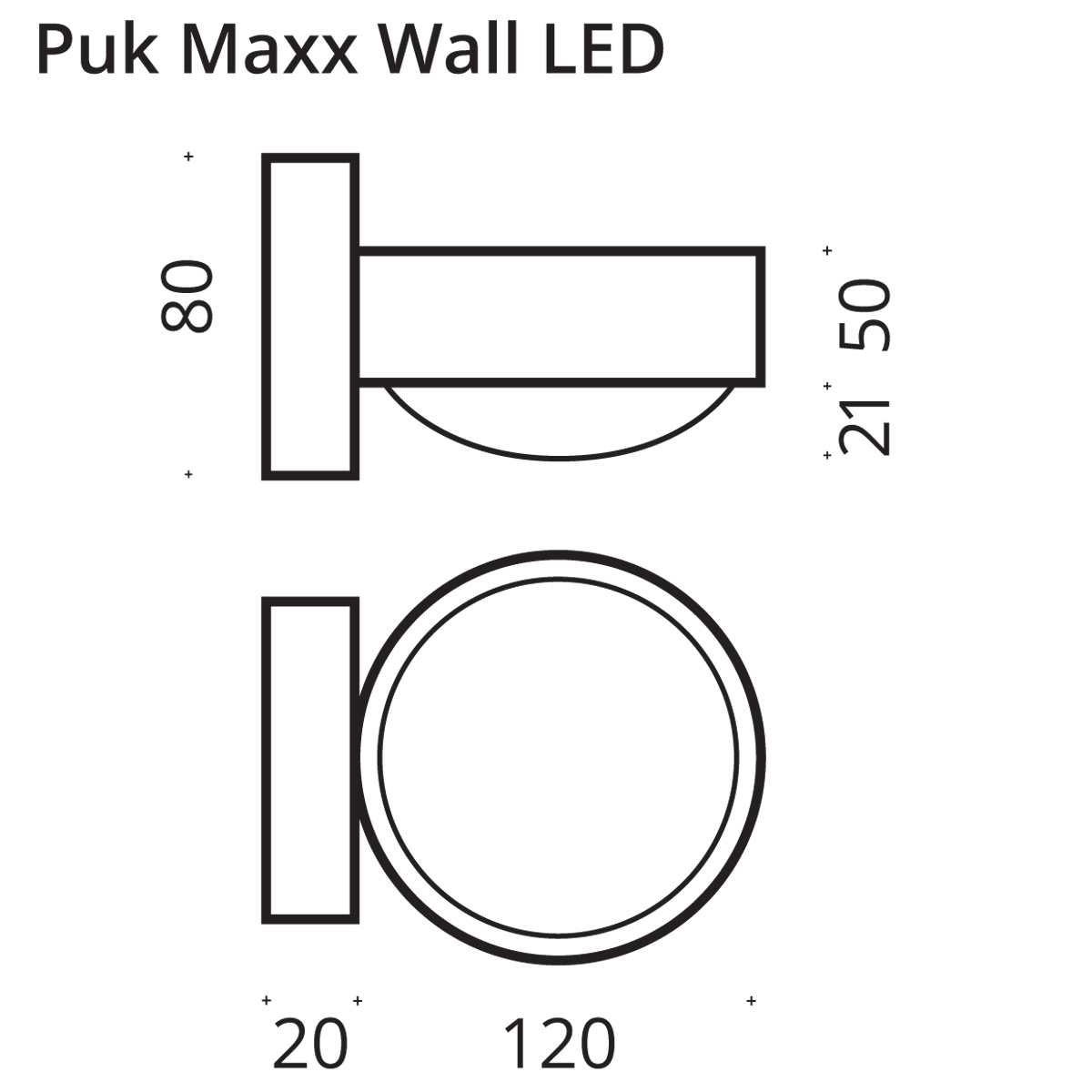 Top Light Puk Maxx Wall LED Wandleuchte, Maßzeichnung