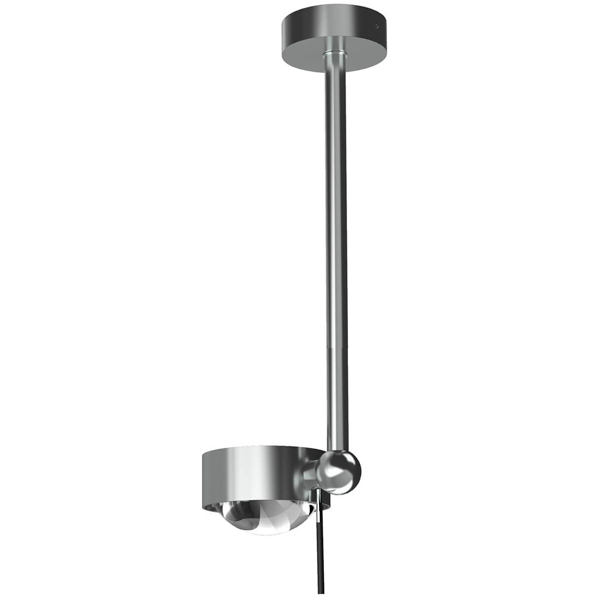 Top Light Puk Mini Side Single Ceiling Deckenleuchte, 30 cm, Gehäuse, Chrom matt, mit Linse klar / Glas satiniert (nicht inbegriffen)