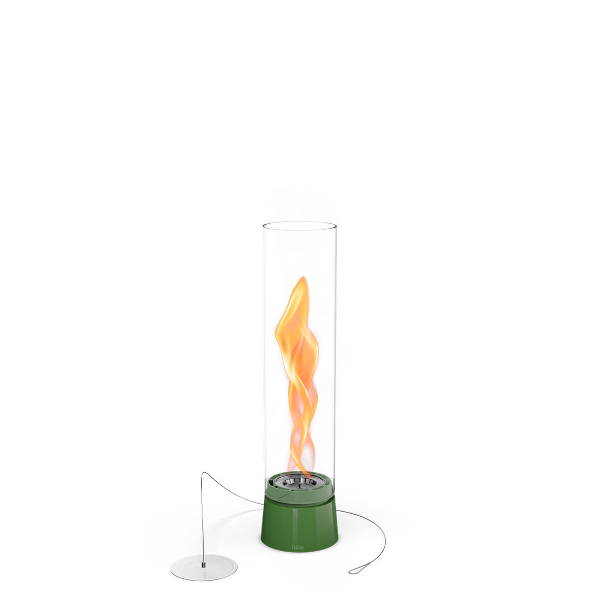 Höfats Spin air 900 Tischfeuer & Windlicht, Emaille grün, Eco-Ring und Löschdeckel (inbegriffen)