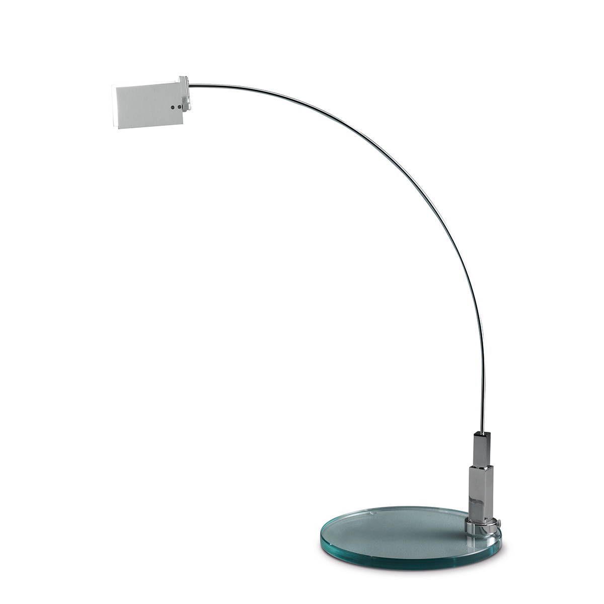 Fontana Arte Falena Tischleuchte, Chrom, Basis: Floatglas Falena Tischleuchte